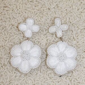 Altar'd State White Beaded Flower Earrings